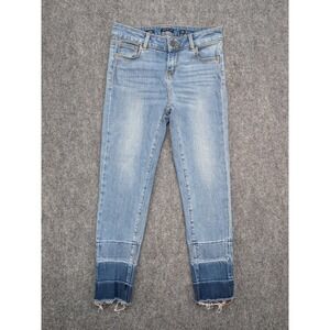 Miss Me Girls Ankle Skinny Jeans Size 12 Light Wash Distressed Hem Denim Cowgirl